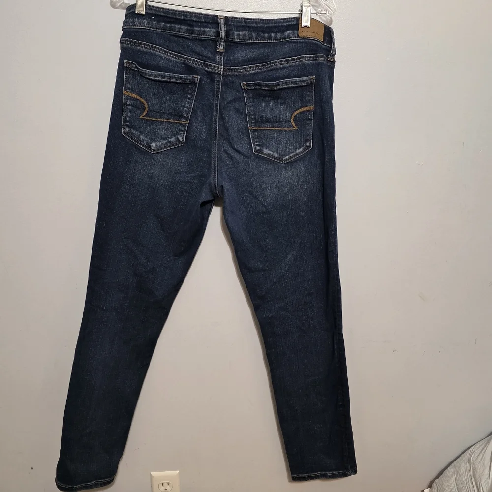 American Eagle Outfitters Dark Blue Skinny Jeans 14 Regular - Picture 3 of 6